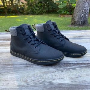Dr Martens Maelly Black Leather Ankle Boot Sweater Cuff Women’s Size 8